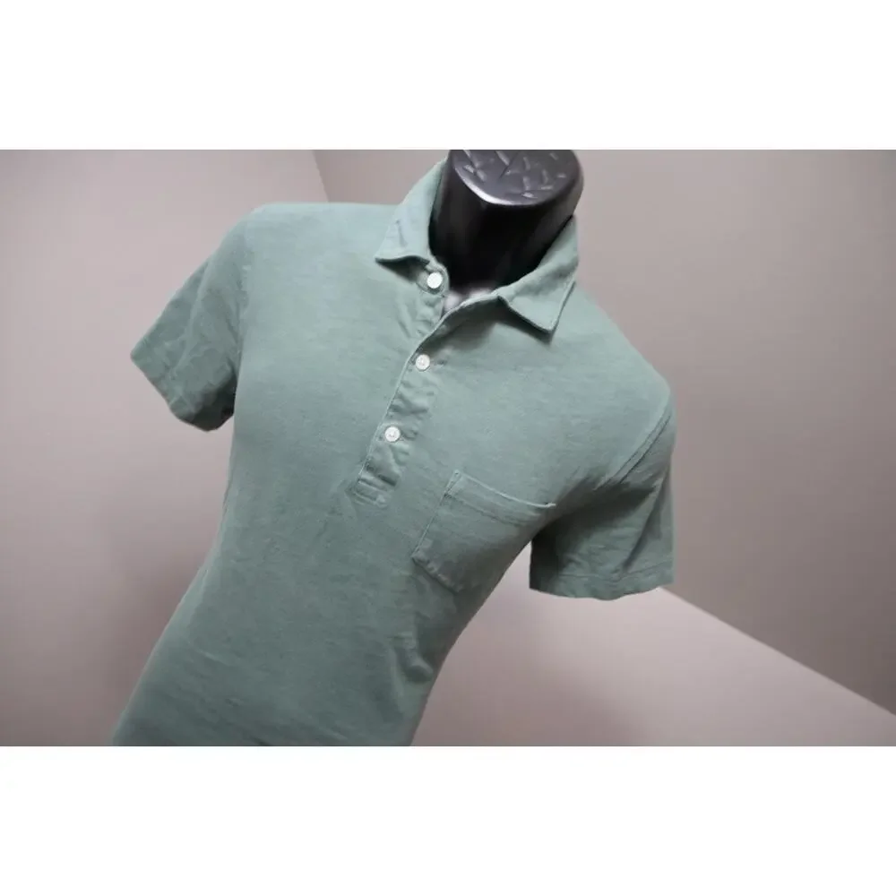 J Crew Casual‎ Polo Shirt Short Sleeve Green Slub Cotton Mens Size Small